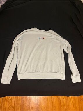 Be Kind Embroidered Crewneck Sweater in Light Gray